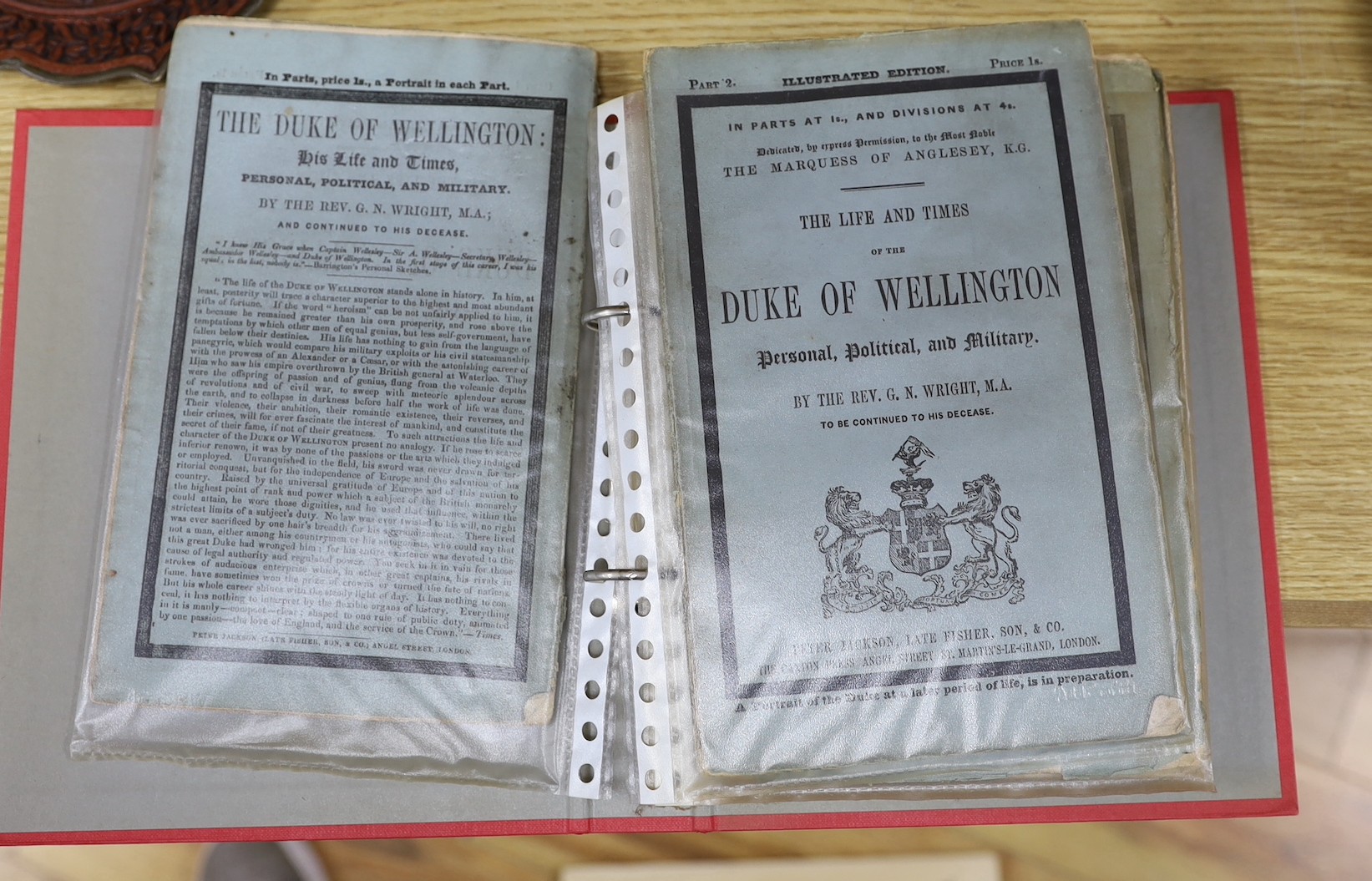 Wellington related works - Wright, Rev. G.N - Life and Campaigns of Arthur, Duke of Wellington, 4 vols; and in as published, in 42 parts, but lacking parts, 3 & 23, Peter Jackson, late Fisher & Son; Gurwood, Lt. Col. - S